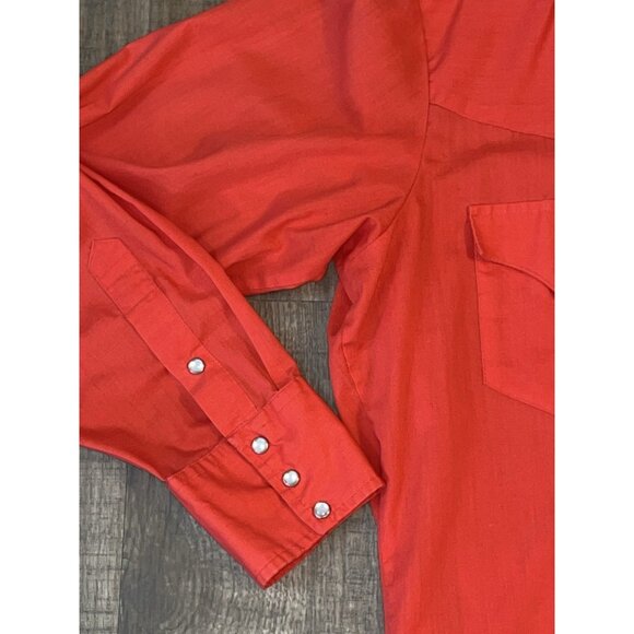 Vintage Dickson-Jenkins DJ Red Pearl Snap Button Shirt Large Christmas Western - Picture 3 of 10